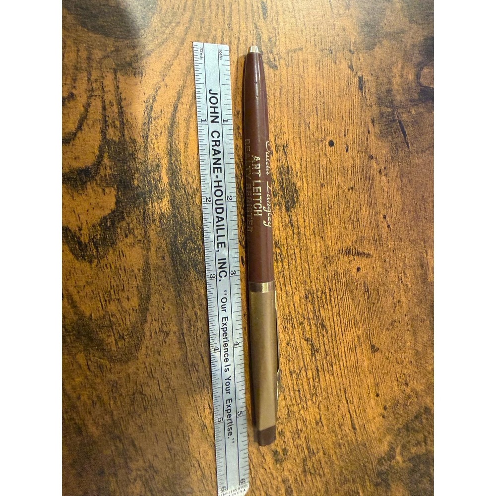 Vintage Art Leitch Realty Register Advertising Mechanical Pencil Brown Gold USA